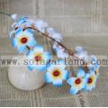 Women Girls Light Blue Floral Garland Hairband Wedding Party Flower Headband