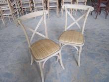 Wood Cross Chair with Straw Seat