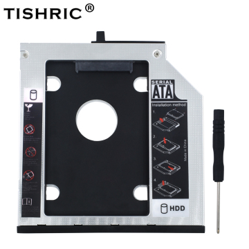 TISHRIC Aluminum 2nd HDD Caddy 9.5mm SATA 3.0 2.5" SSD Case Enclosure Optibay For Lenovo ThinkPad T400s T400 T410 T410s T420s