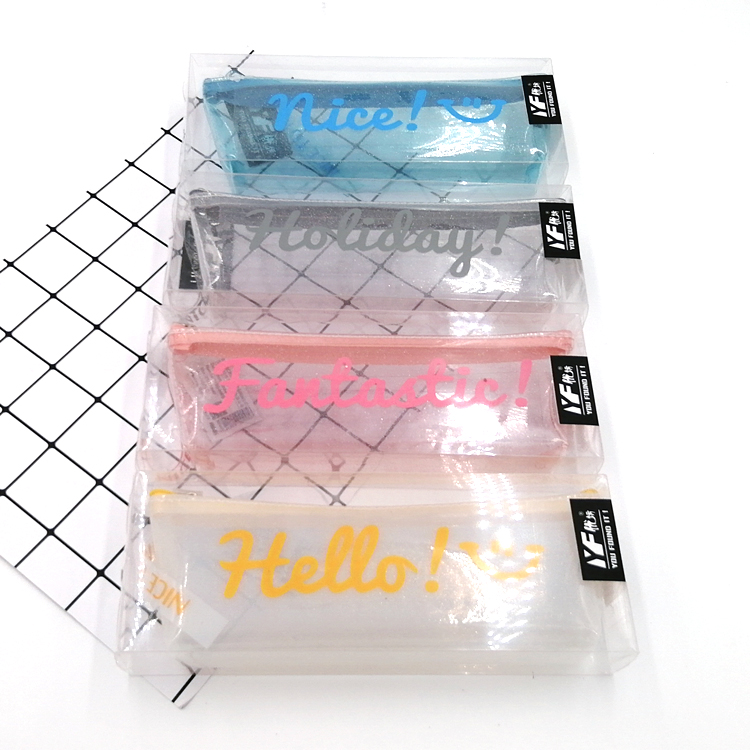 Wholesale stationary custom transparent PVC pencil case
