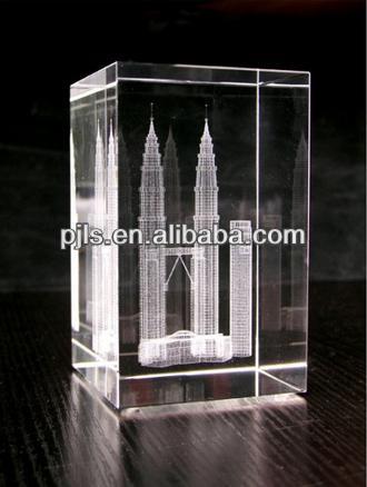 3D laser crystal cube engraving empire state building