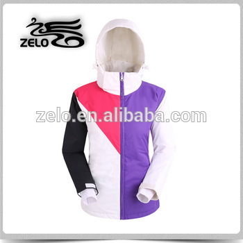 Lady's waterproof breathable casual woven snow ski jacket