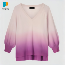 Elegant Pink-Purple Gradient Blouse for Spring Events