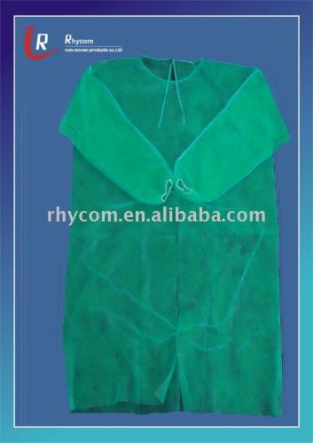 Disposable isolation gown green colour with elastic cuffs