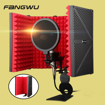 Red Plastic Studio Isolation Microphone Shield for Panel Vocal Recording