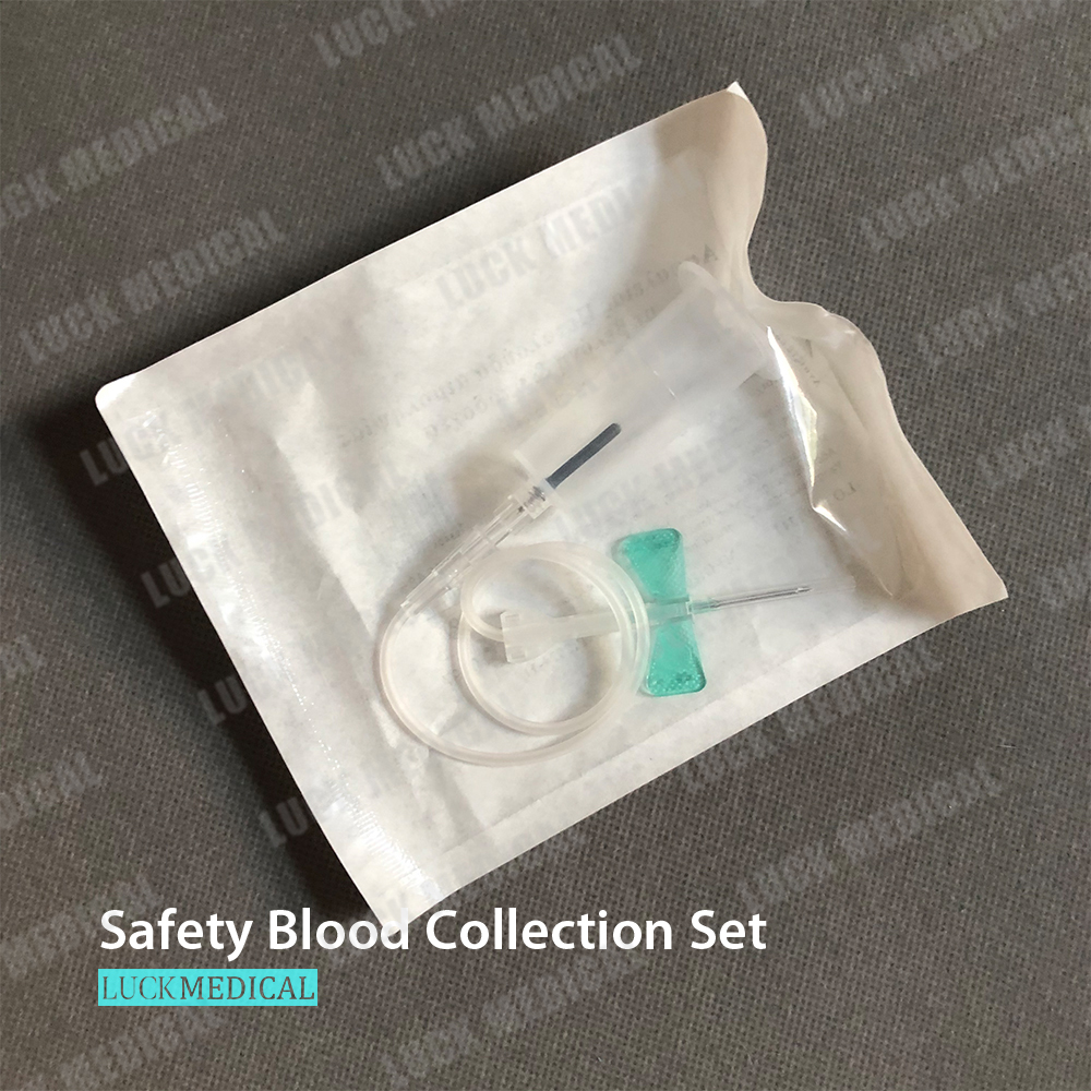 Conjunto de coleta de sangue alado de segurança