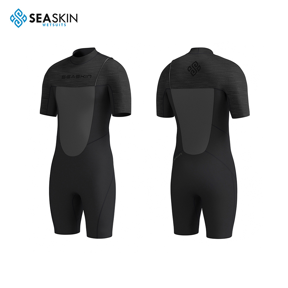 Seasin Mens Black Short Sleeve Zipperless Shorty Wetsuit