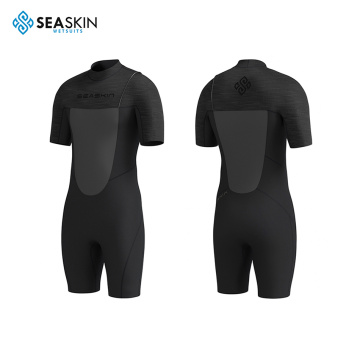 Seaskin Mens Lengan Pendek Hitam Tanpa Zipperless Shorty Wetsuit