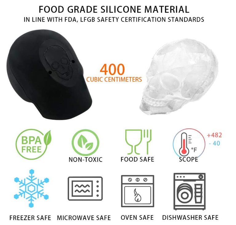Silikonschädel-Eiswürfel-Tablett Silicone Skull Ice Cube Tray