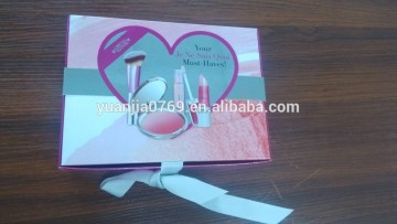 custom make up set packaging paper box with ribbon