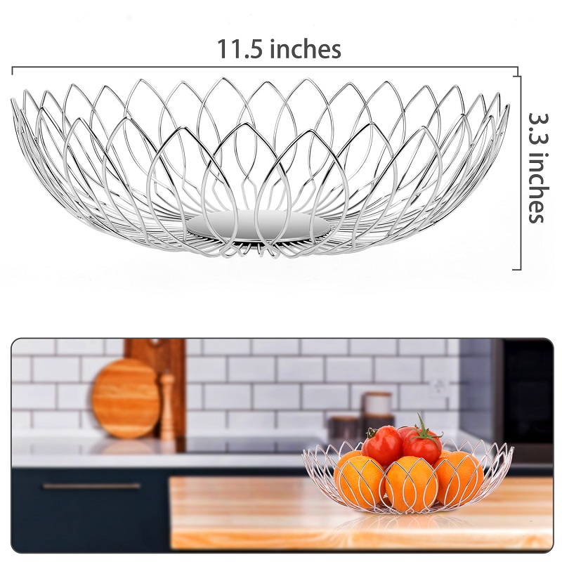 Stainless Steel Wire Fruit Storage Basket For Kitchen