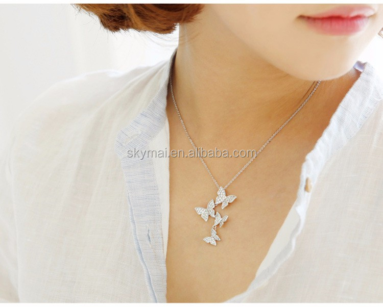 Real 925 sterling silver butterfly necklaces