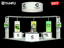 15x15 Custom Trade Show Booth with Hanging Banner from TANFU