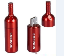 Custom Logo Wine Bottle USB Flash Drive, Metal Flash Drive