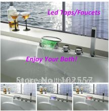 2012 Unique Design color changing waterfall led bathtub faucet