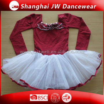 Wholesale girls red ballet tutu fashion leotard with skirt