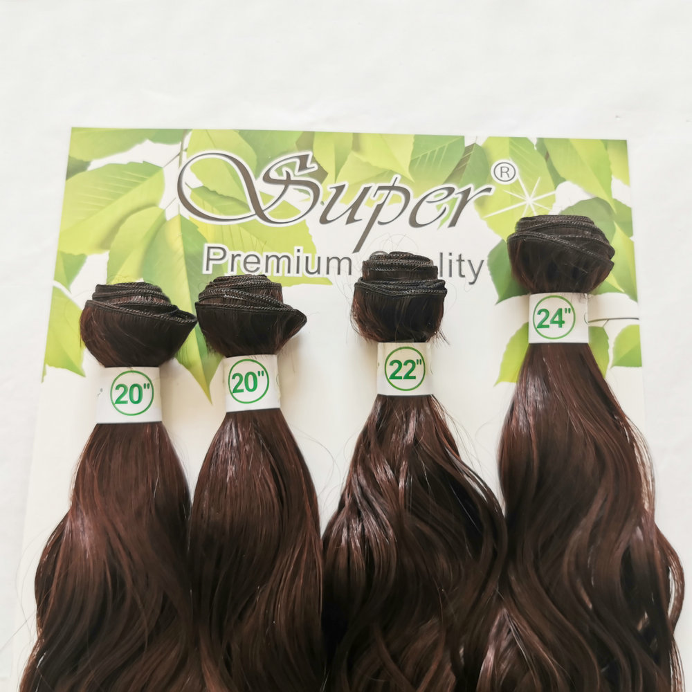 Protein fiber synthetic hair bundles 4pcs / pack soft and smooth natural wave