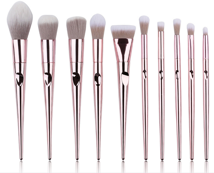 10pcs Cosmetic Brush Pink Cosmetic Makeup Brush Set with Bag