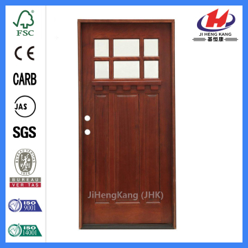 Jhk-G32-5 Pine Wood Door 3 Panel 6 Lite With Block Simulated Divided Lites And Clear Glass Wood Door