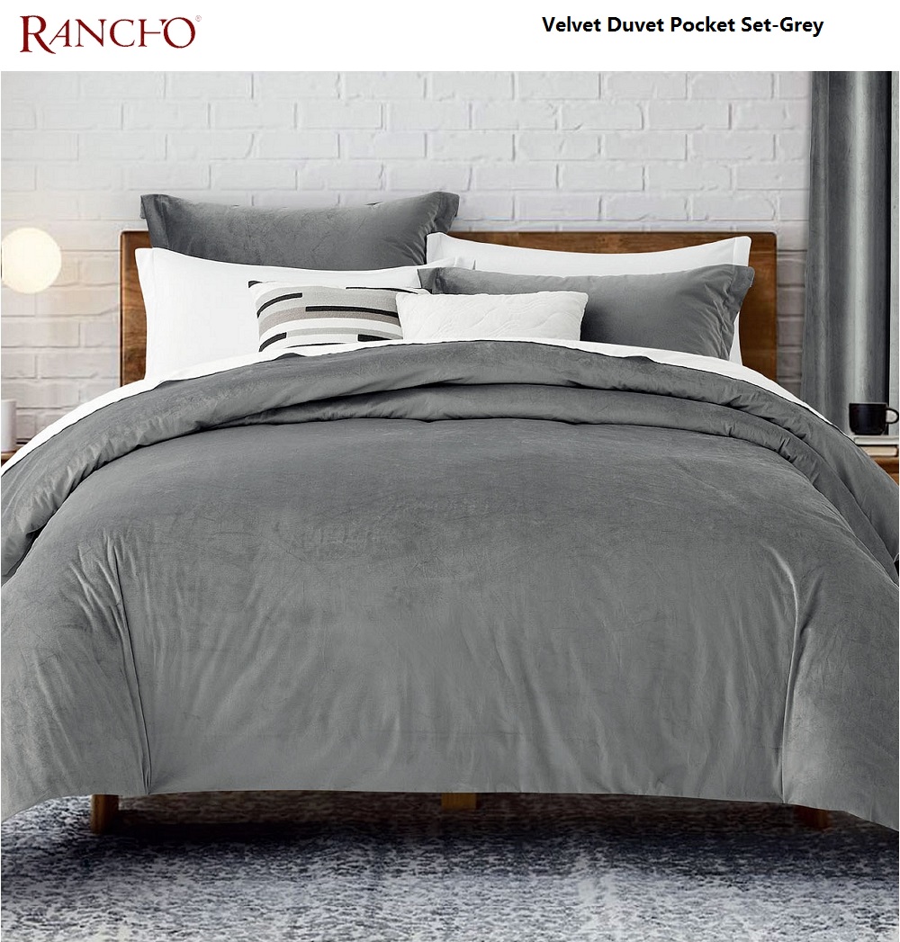 Rancho wholesale OKOTEX Queen Size Velvet fabric thick Duvet Pocket and quilt Cover Set