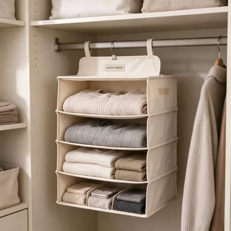 No-Drill Woven Closet Hanging Organizer