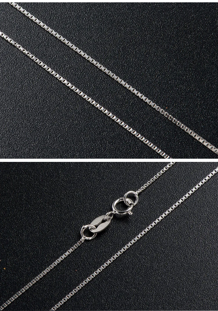 Fashion 925 Sterling Silver Box Chain Necklace