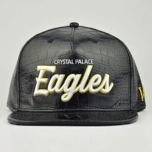 black leather strapback/custom leather snapback cap/leather brim 5 panel hats