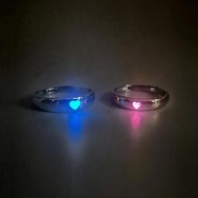 Adjustable Love Heart Luminous Wedding Ring Set for Couples