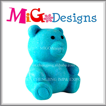 New Arrival Blue Ceramic Glittering Bear Shape Money Box