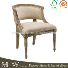 french country limed oak barrel back accent chair, oak wooden upholstered accent chair, french oak accent chair