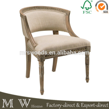 french country limed oak barrel back accent chair, oak wooden upholstered accent chair, french oak accent chair