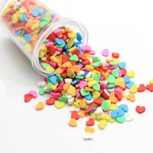 500 g / lote 4 * 5 MM Mini arcilla de colores mezclados chispas de chocolate en forma de corazón piezas de bricolaje decoración de pasteles arcilla polimérica decoración de dulces