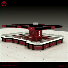 Discount tempered glass Led mall jewelry kiosk for rings