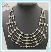 Exaggerated High Quality Women Silver Net Shape Rhinestone Bib Necklace 2015