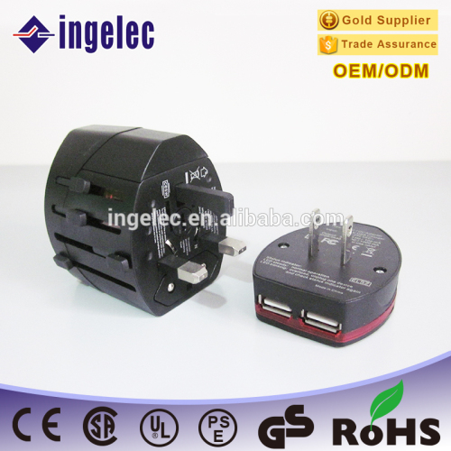 Factory good Quality Universal Travel Adapter with USB Charger,fused World Travel Adapter USB Travel Adapter