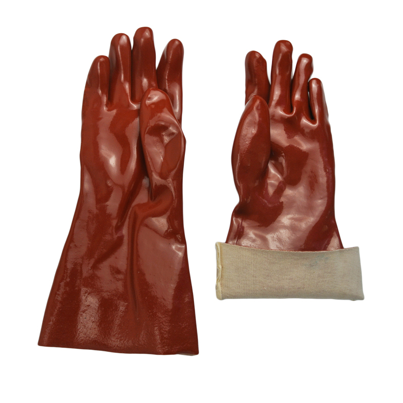 Dark Red PVC coated gloves 14''