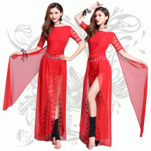 long style red sexy indian lace adult belly dancer halloween costume