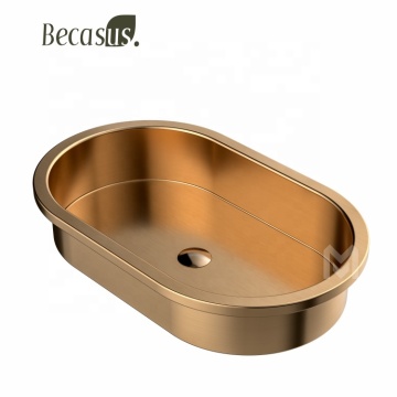 Handcrafted 304 Stainless Steel PVD Gunmetal Finish Bathroom Sink Drop-In Wash Basin