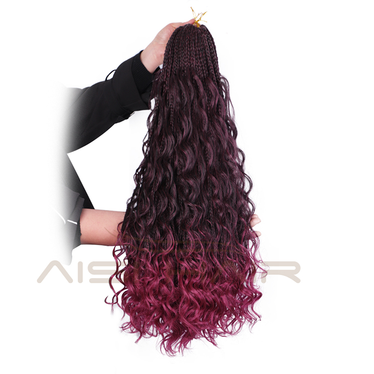 Aisi Hair Goddess Faux Locs Crochet Braids Hair Extensions Synthetic Ombre Purple Faux Locks Braids Hairpieces For Black Women