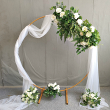Artificial Floral Arch Arrangements & Fabric Drapery for Wedding Ceremonies
