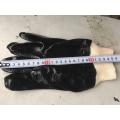 Black PVC sandy finish cotton lining gloves.knit wrist