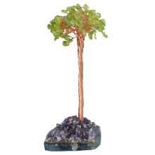 Raw Perdiot Raw Stone Copper Tree Amethyst Cluster Base Ornament