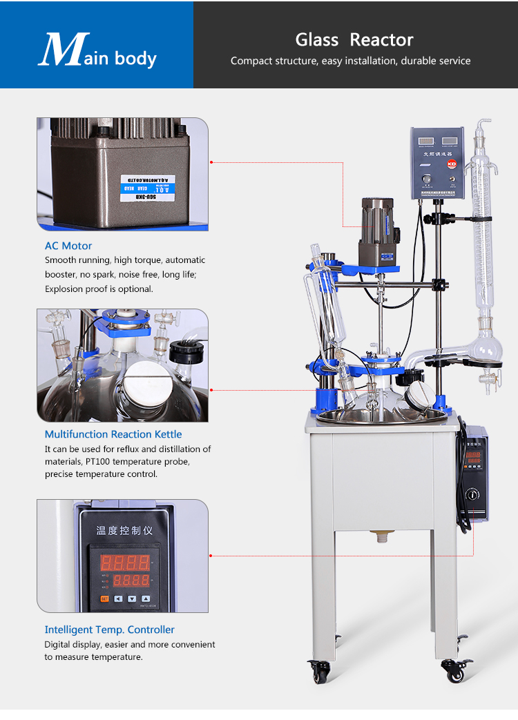 10L Single Glass Reactor With Water/Oil Bath