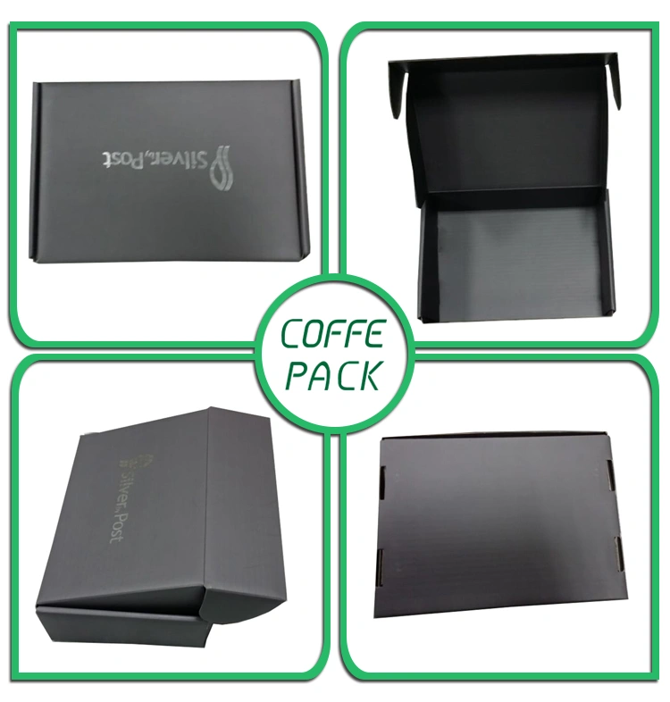 Full Black Corrugated Carton Box with Logo Hot Silver Foil Stamping