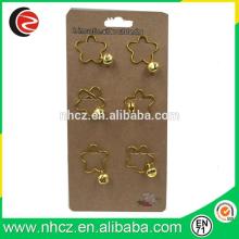 Gold flower paper clip with bell