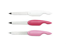 Foldable nail file folding with plastic handle