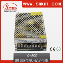60W Quad AC / DC fuente de alimentación (Q-60C 5V15V-5V-15V)