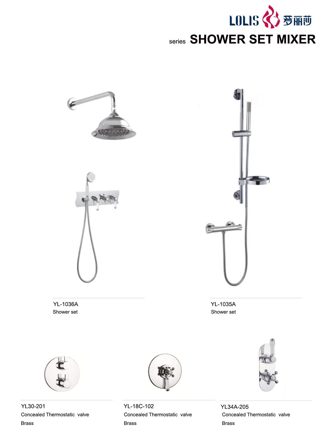 YL-24A Modern Brass Hot Cold Water Thermostatic Bath Shower Mixer Tap