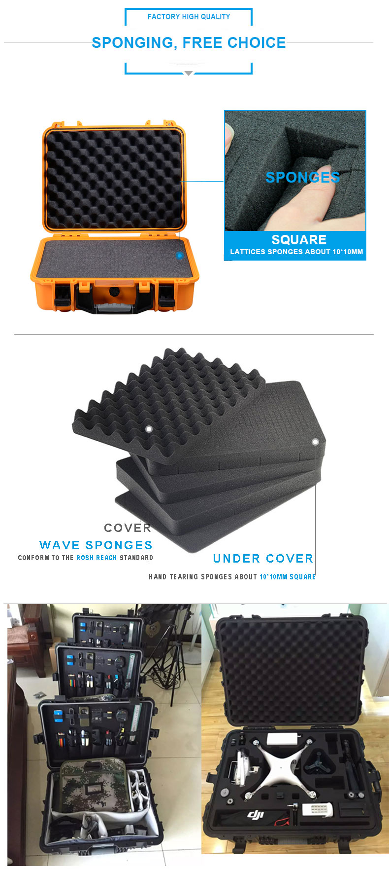 D2812 Small Size Hard Engineering PP Material Plastic Flight Case for Equipment Protective Case with Padded Foam Inside