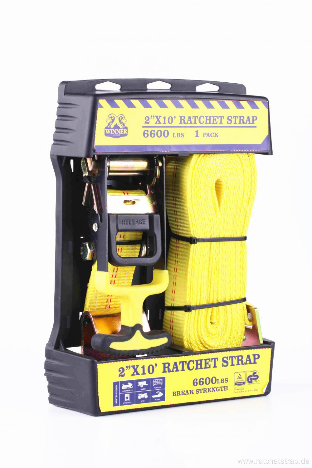 Packaged One Set Ratchet Tie Down Belt Set with 3000KGS